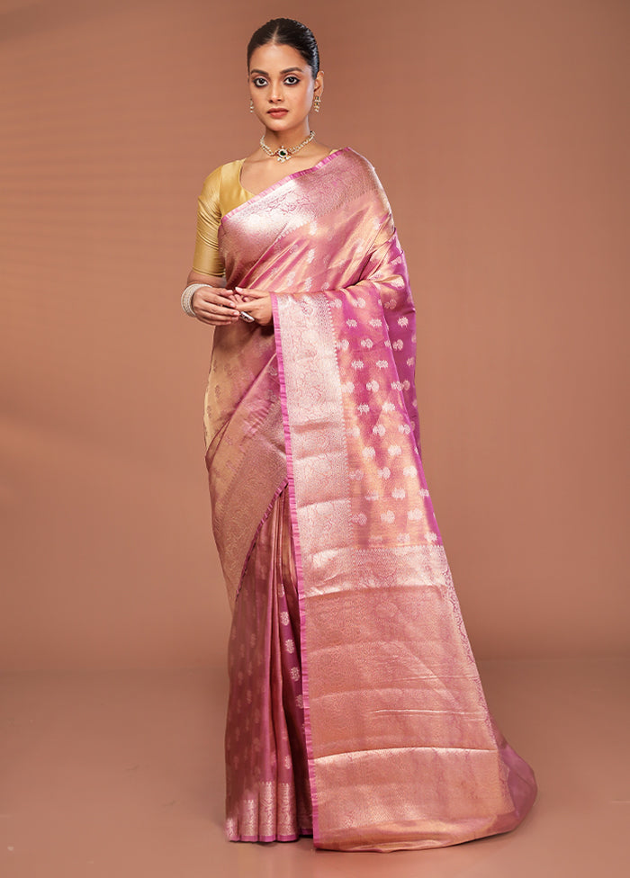 Pink Tissue Silk Saree With Blouse Piece