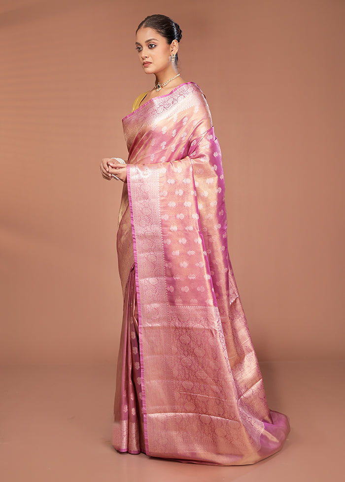Pink Tissue Silk Saree With Blouse Piece