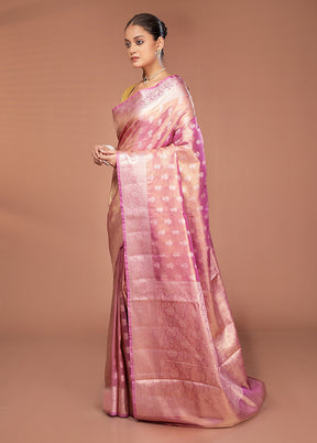 Pink Tissue Silk Saree With Blouse Piece