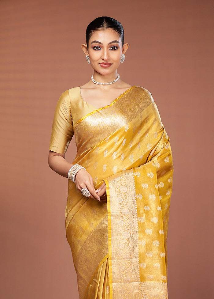 Yellow Tissue Silk Saree With Blouse Piece