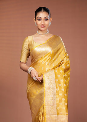 Yellow Tissue Silk Saree With Blouse Piece