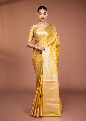 Yellow Tissue Silk Saree With Blouse Piece