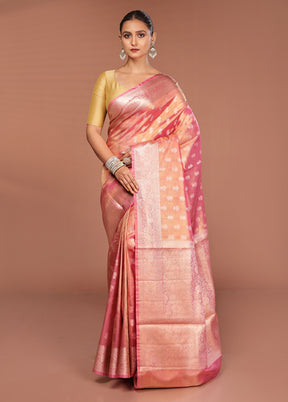 Pink Tissue Silk Saree With Blouse Piece