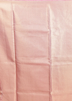 Pink Tissue Silk Saree With Blouse Piece