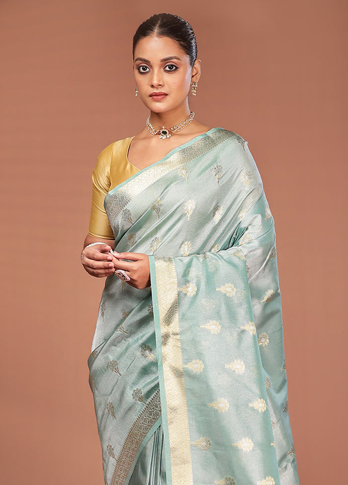 Green Tissue Silk Saree With Blouse Piece