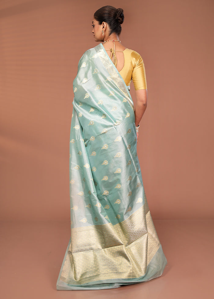 Green Tissue Silk Saree With Blouse Piece