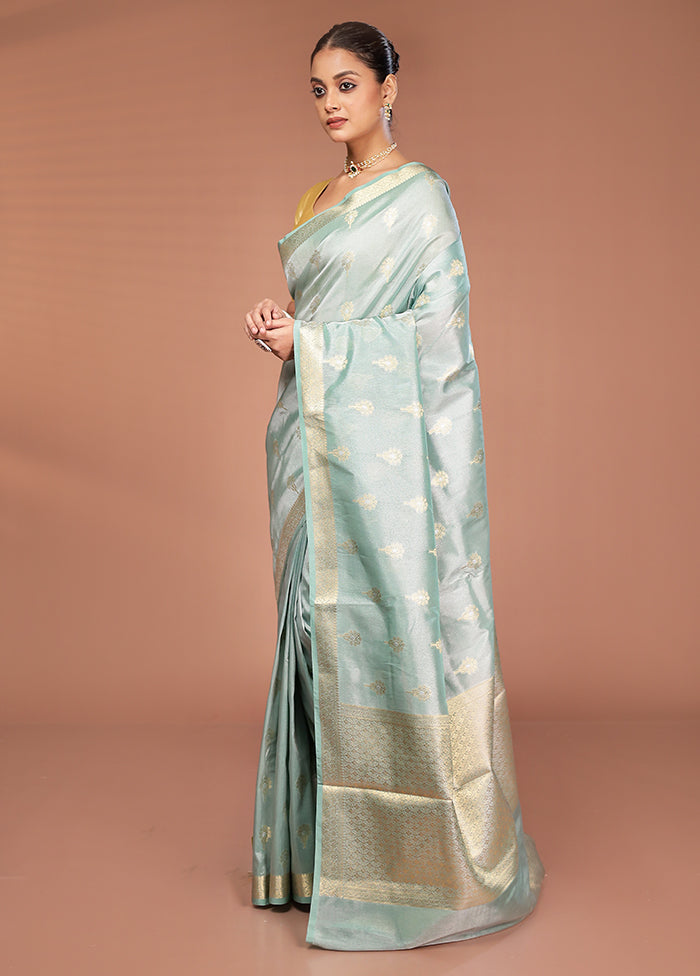 Green Tissue Silk Saree With Blouse Piece