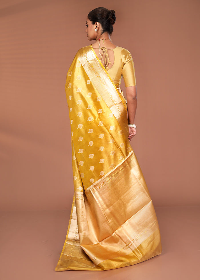 Yellow Tissue Silk Saree With Blouse Piece
