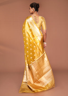 Yellow Tissue Silk Saree With Blouse Piece