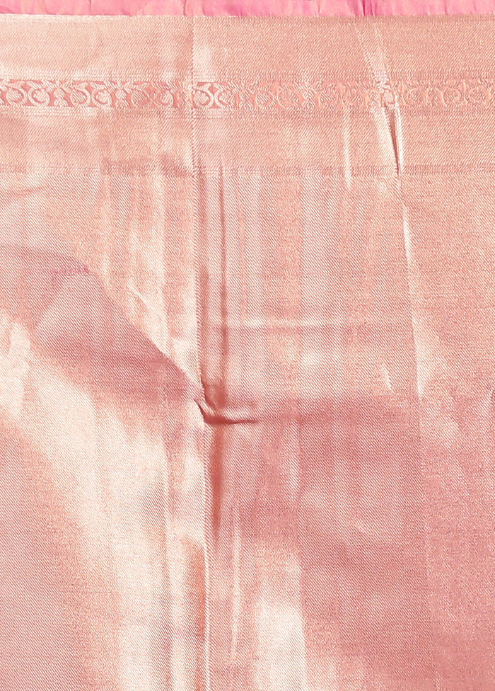 Pink Tissue Silk Saree With Blouse Piece