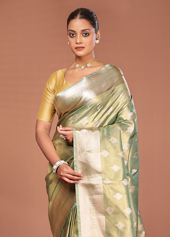 Green Tissue Silk Saree With Blouse Piece