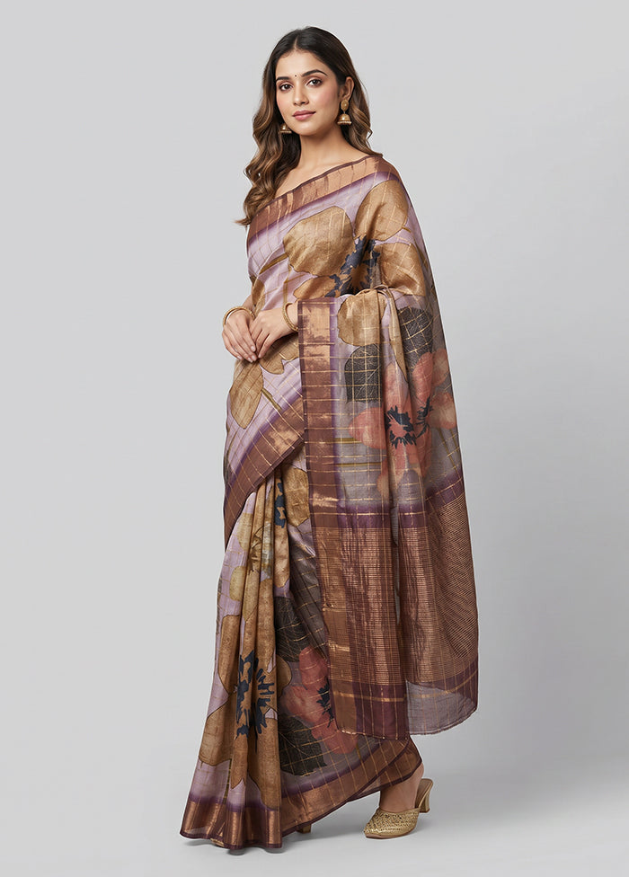 Multicolor Handloom Tussar Pure Silk Saree With Blouse Piece