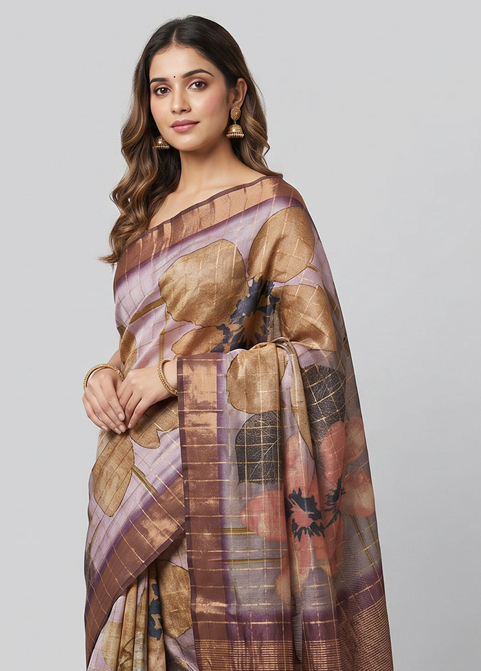 Multicolor Handloom Tussar Pure Silk Saree With Blouse Piece