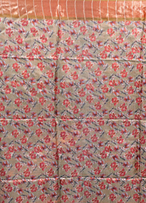 Green Handloom Tussar Pure Silk Saree With Blouse Piece