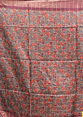 Purple Handloom Tussar Pure Silk Saree With Blouse Piece