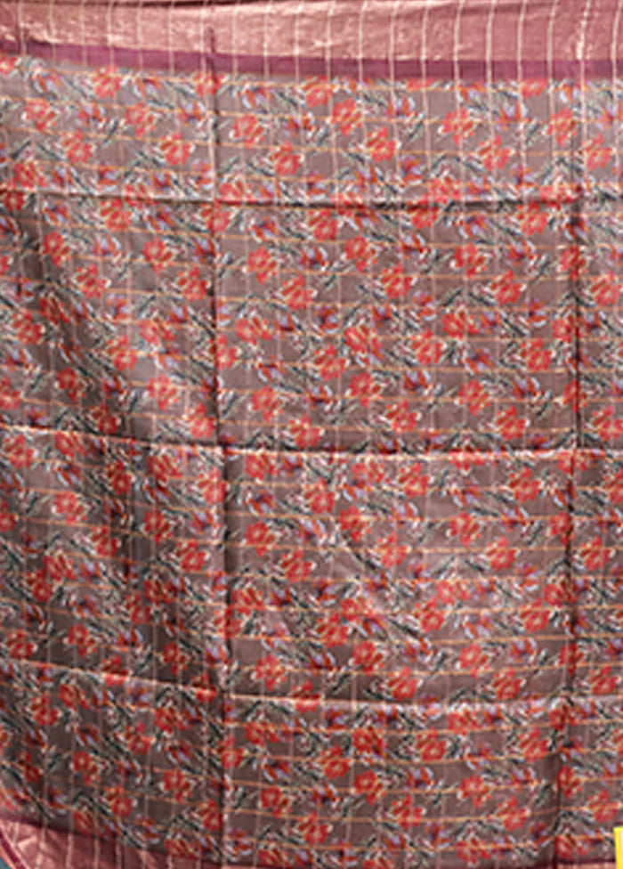 Purple Handloom Tussar Pure Silk Saree With Blouse Piece