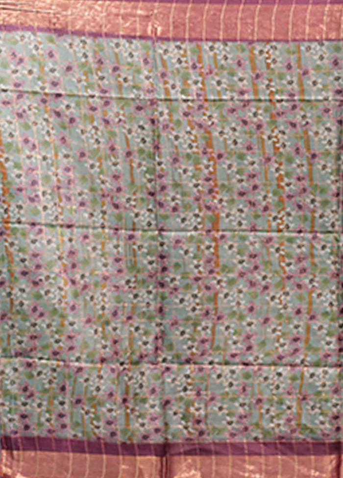 Multicolor Handloom Tussar Pure Silk Saree With Blouse Piece