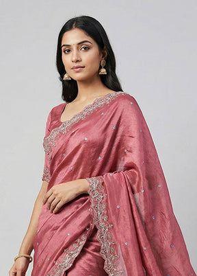 Maroon Handloom Tussar Pure Silk Saree With Blouse Piece