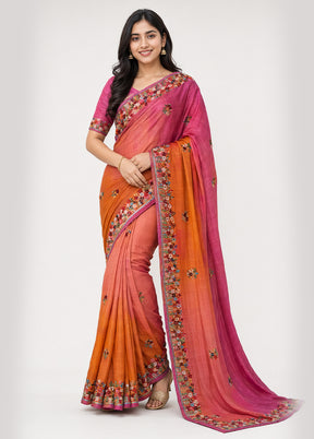 Pink Handloom Tussar Pure Silk Saree With Blouse Piece