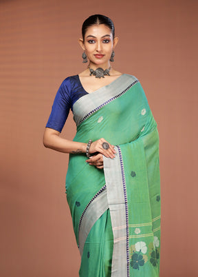 Green Matka Silk Saree With Blouse Piece