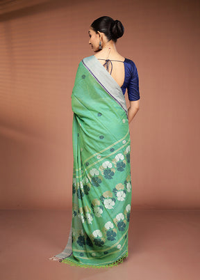Green Matka Silk Saree With Blouse Piece
