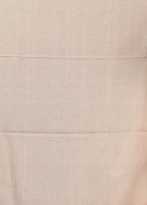Cream Matka Silk Saree With Blouse Piece