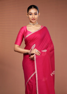 Pink Matka Silk Saree With Blouse Piece
