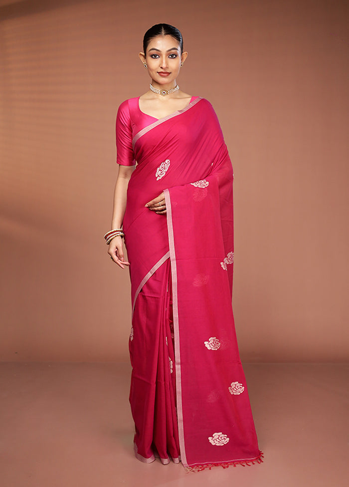 Pink Matka Silk Saree With Blouse Piece