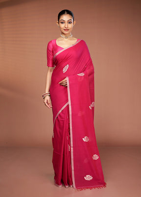 Pink Matka Silk Saree With Blouse Piece