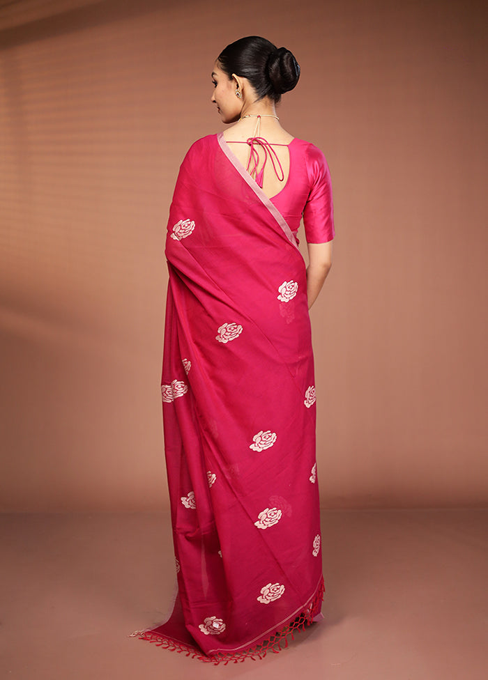Pink Matka Silk Saree With Blouse Piece