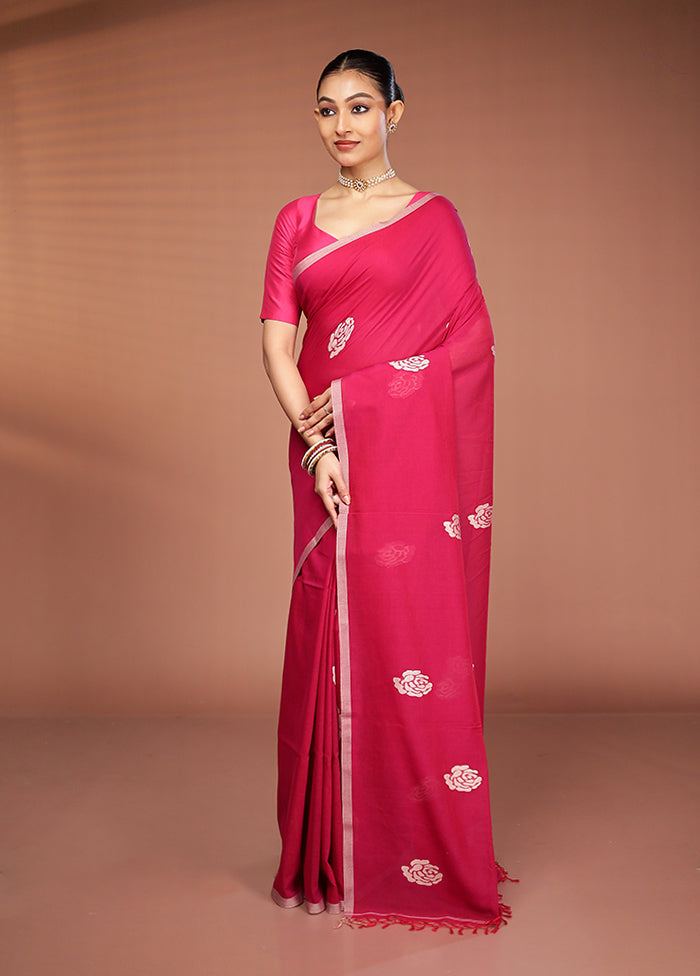 Pink Matka Silk Saree With Blouse Piece