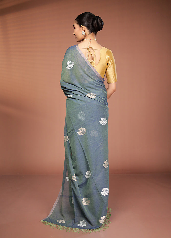Grey Matka Silk Saree With Blouse Piece