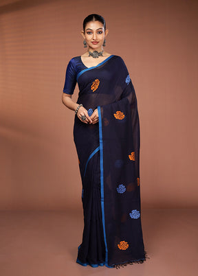 Black Matka Silk Saree With Blouse Piece