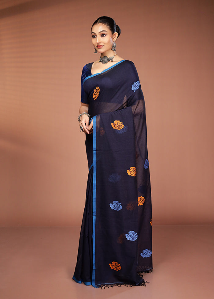 Black Matka Silk Saree With Blouse Piece