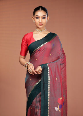Maroon Matka Silk Saree With Blouse Piece