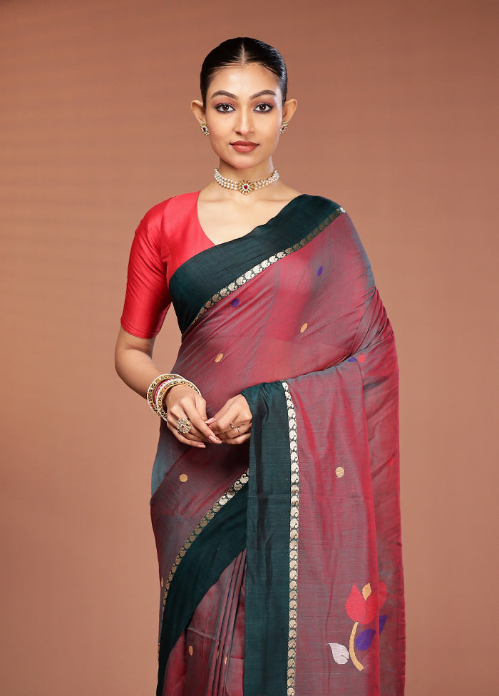 Maroon Matka Silk Saree With Blouse Piece