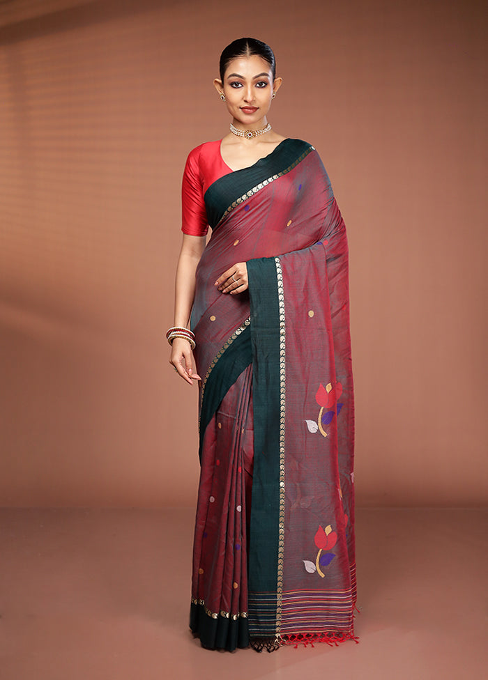 Maroon Matka Silk Saree With Blouse Piece