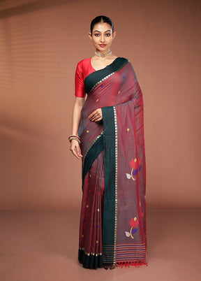 Maroon Matka Silk Saree With Blouse Piece