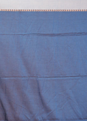 Blue Matka Silk Saree With Blouse Piece