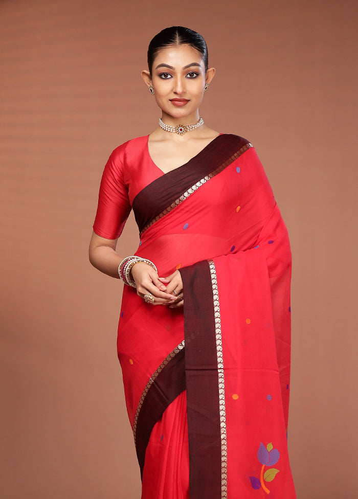 Red Matka Silk Saree With Blouse Piece