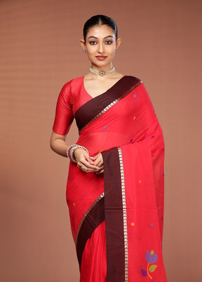 Red Matka Silk Saree With Blouse Piece