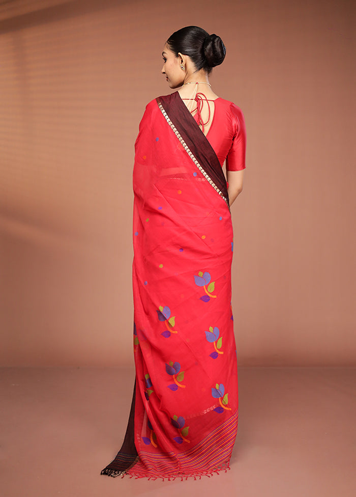 Red Matka Silk Saree With Blouse Piece