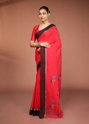 Red Matka Silk Saree With Blouse Piece