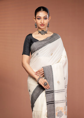White Matka Silk Saree With Blouse Piece