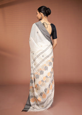 White Matka Silk Saree With Blouse Piece