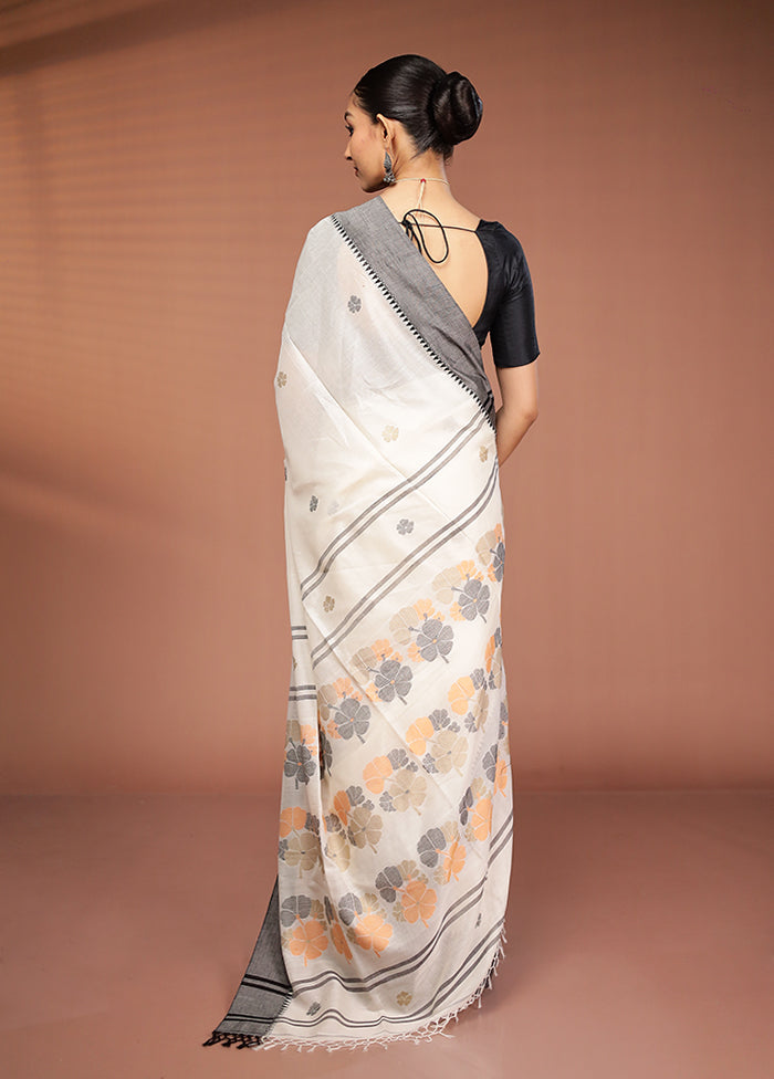 White Matka Silk Saree With Blouse Piece