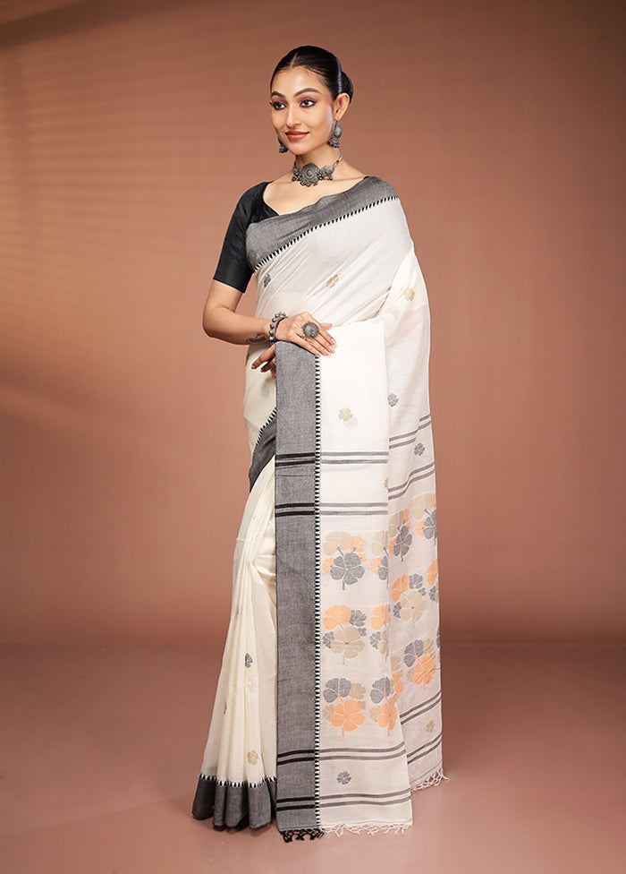 White Matka Silk Saree With Blouse Piece