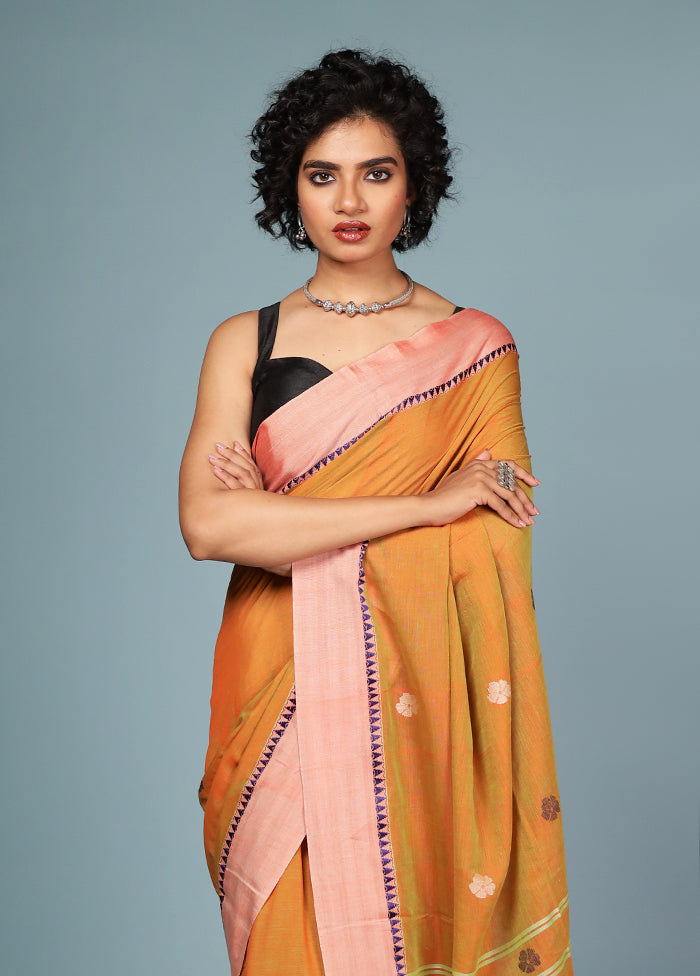 Yellow Matka Silk Saree With Blouse Piece