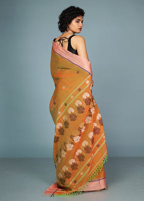 Yellow Matka Silk Saree With Blouse Piece