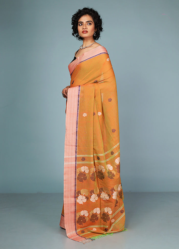 Yellow Matka Silk Saree With Blouse Piece
